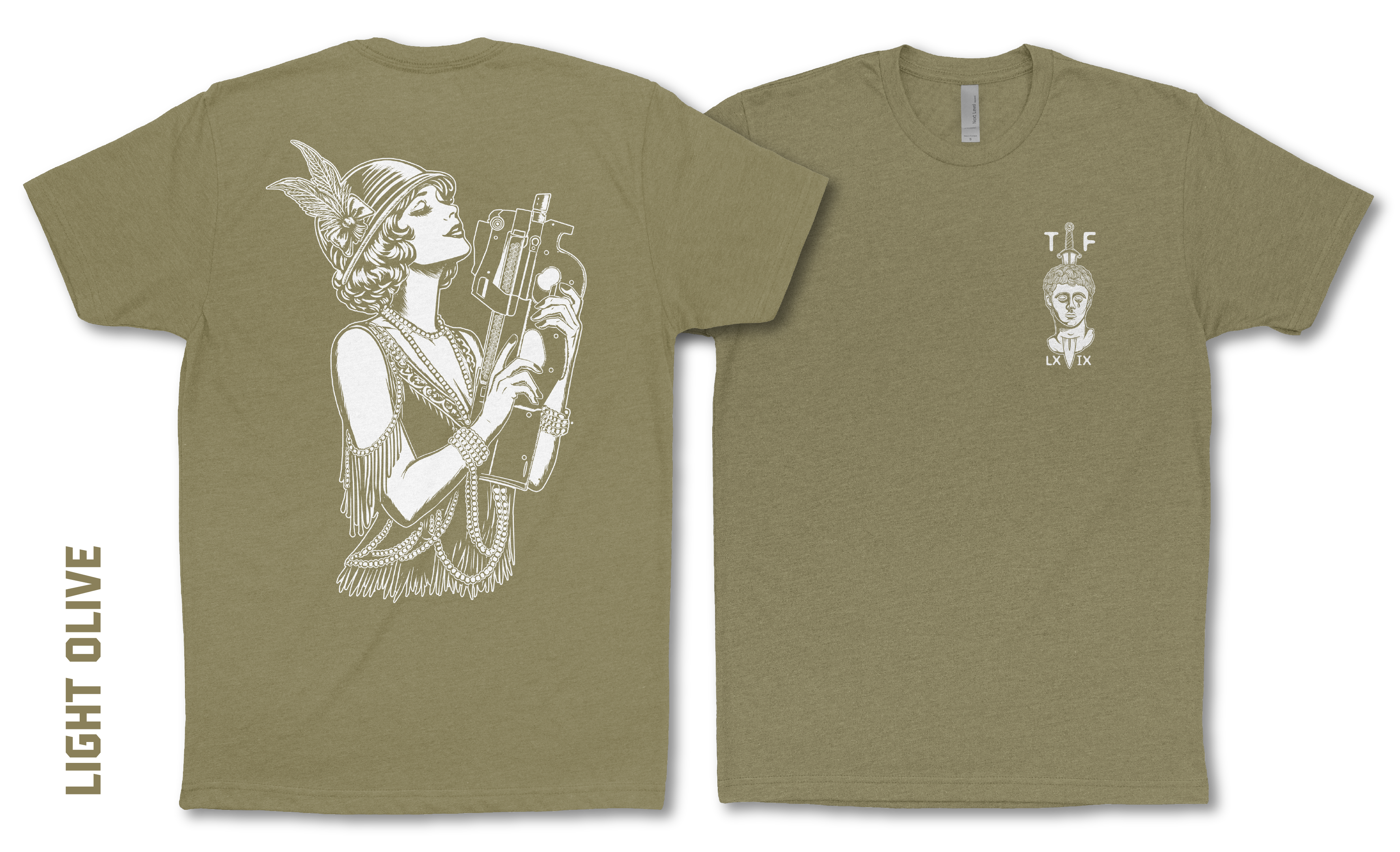 P90 Girlfriend Tee | Garand Thumb Official Merch-Light Olive